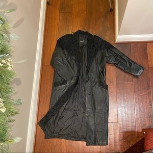 Vintage Leather Black Paisley Learsi Full Length Trench Coat